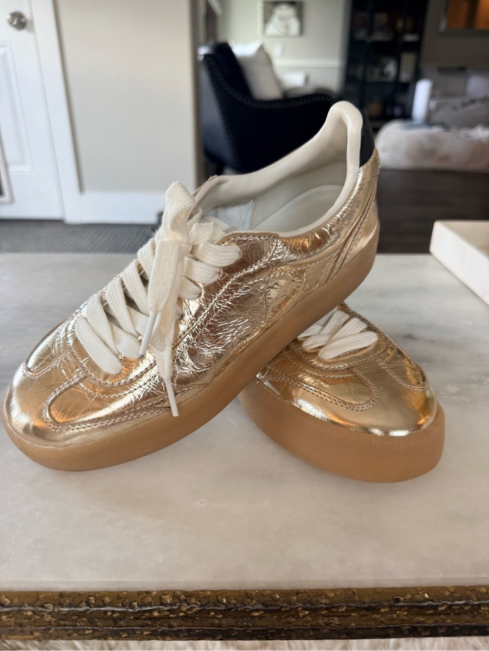 Like New Gold Steve Madden Sneaker with Black Accent
